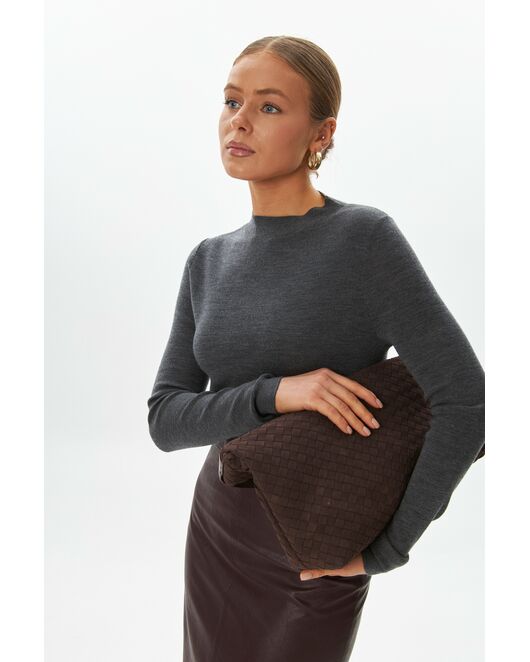 Лонгслив серый из шерсти мериноса-02B20112 от  