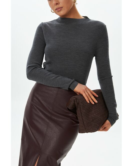 Лонгслив серый из шерсти мериноса-02B20112 от  