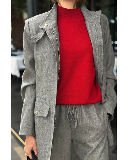 Топ из шерсти мериноса тонкой вязки и шелка Mulberry красный от byME 