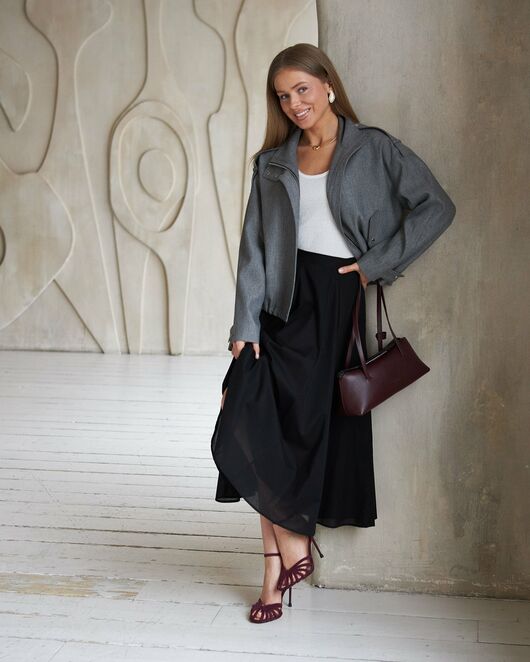 Бомбер облегченный с шерстью в сером цвете -Y265104 от  