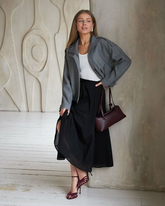 Бомбер облегченный с шерстью в сером цвете -Y265104 от  