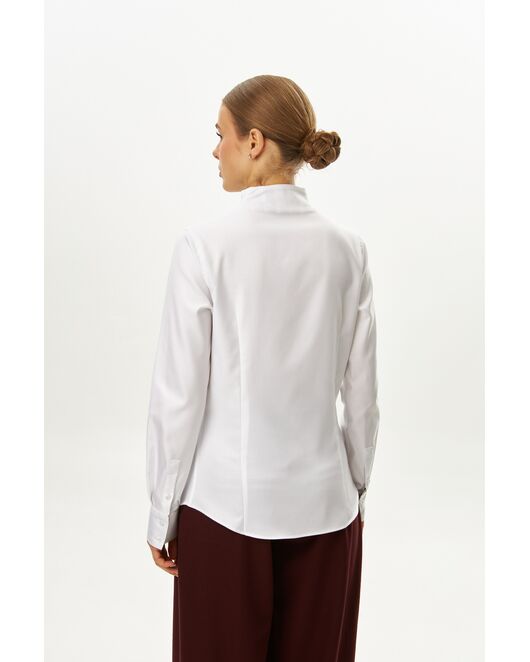 Рубашка белая воротник стойка под пуговицы с отделкой - 9059 от byME 