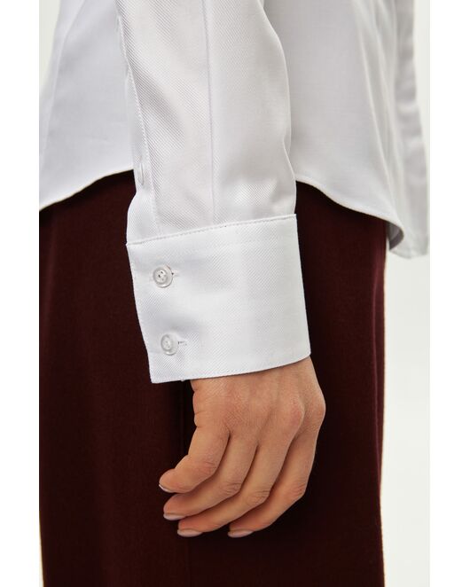 Рубашка белая воротник стойка под пуговицы с отделкой - 9059 от byME 