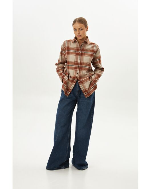 Женская рубашка в клетку фланелевая 9068 от  