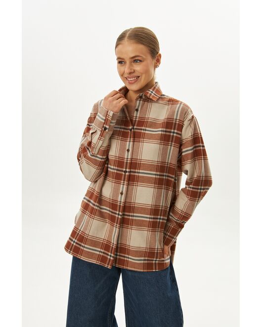 Женская рубашка в клетку фланелевая 9068 от  