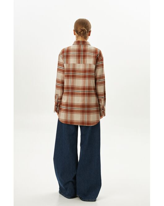 Женская рубашка в клетку фланелевая 9068 от  