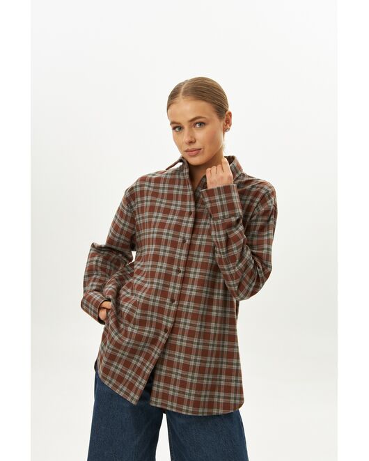Женская рубашка в клетку фланелевая 9069 от  