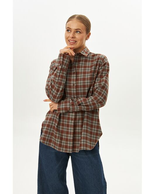 Женская рубашка в клетку фланелевая 9069 от  