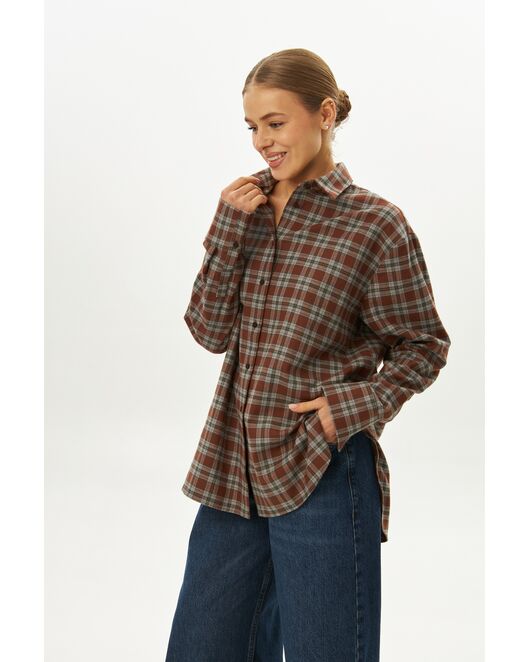 Женская рубашка в клетку фланелевая 9069 от  