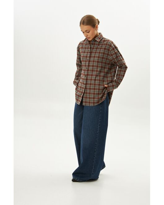 Женская рубашка в клетку фланелевая 9069 от  