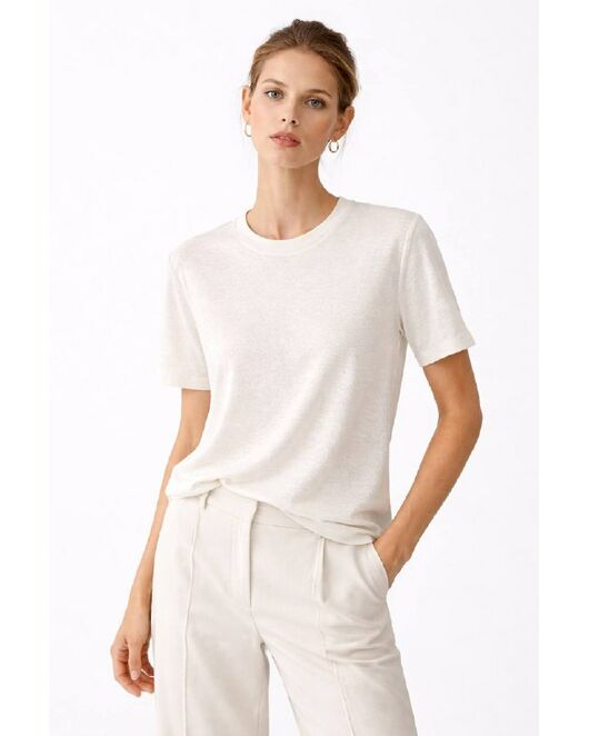 Футболка белая из хлопка и льна MS02-white от  