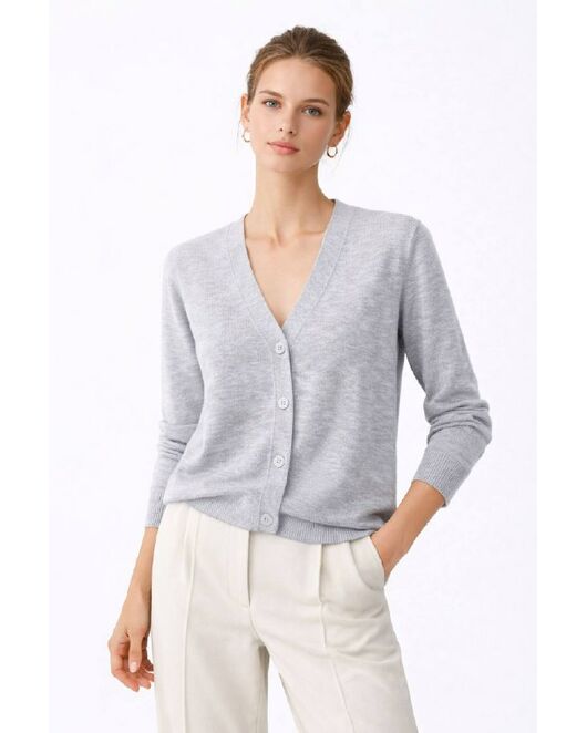 Кардиган серый из вискозы и льна-ZM01-gray от  