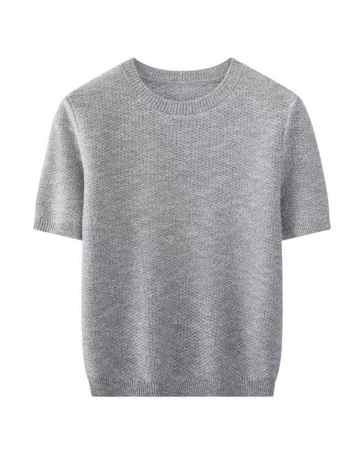 Джемпер серый с коротким рукавом из вискозы-ZJ965-gray от byME 