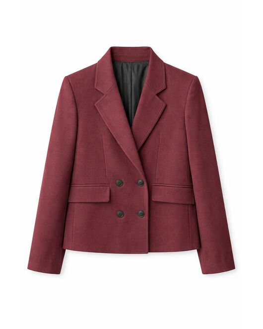 Женский жакет двубортный бордовый-125049 от  