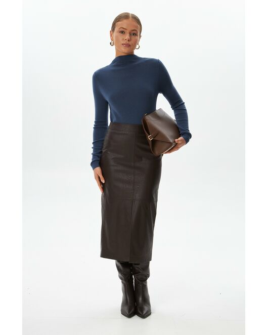 Лонгслив синий из шерсти мериноса-02B20112 от  