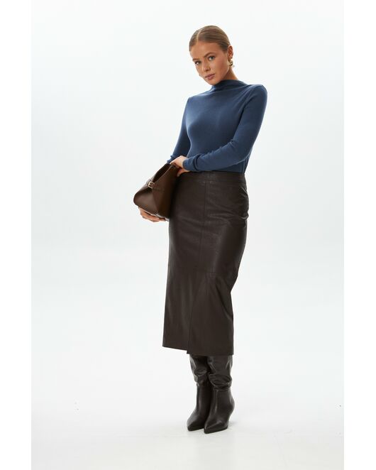 Лонгслив синий из шерсти мериноса-02B20112 от  