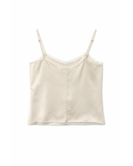 Топ молочный из района и вискозы  на тонких бретелях с кружевом - K26MS5219 от  