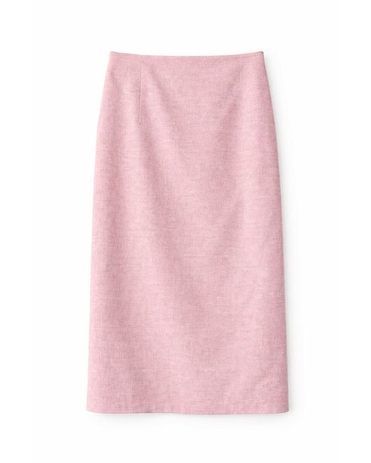 Юбка из хлопка и льна розовая SK6-WS2657-05 от byME 