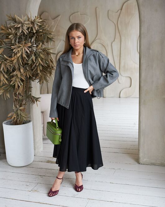 Бомбер облегченный с шерстью в сером цвете -Y265104 от  