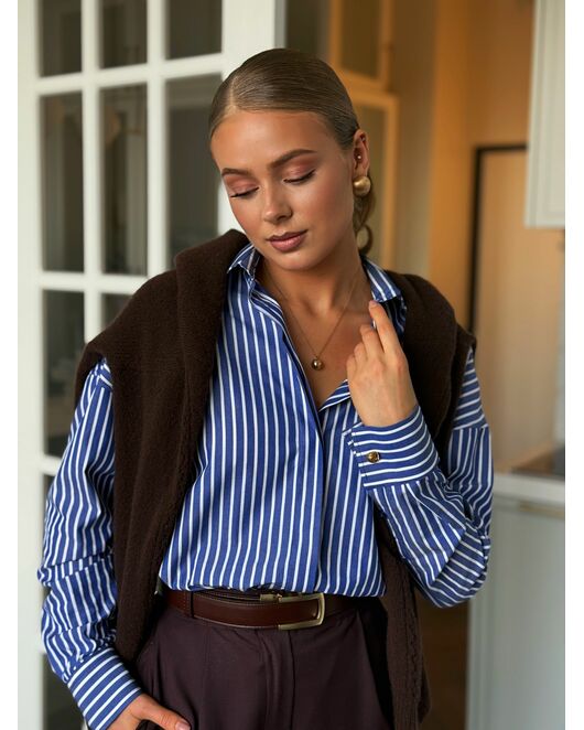 Женская рубашка  в синюю полоску-9034 от  