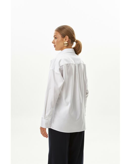 Женская рубашка белая оверсайз из хлопка 9035 от byME 