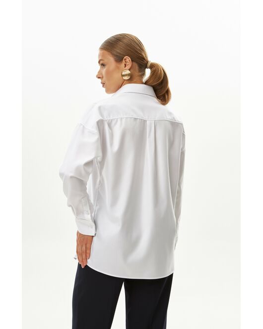 Женская рубашка белая оверсайз из хлопка 9035 от byME 