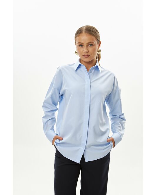 Женская рубашка из бамбука голубая-9033 от  