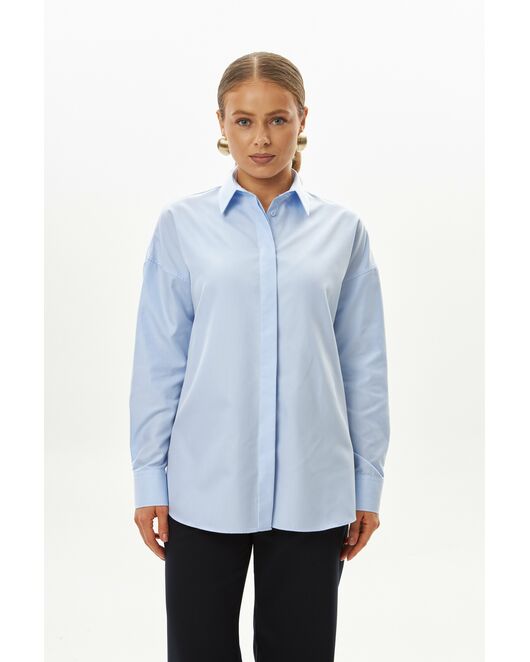Женская рубашка из бамбука голубая-9033 от  