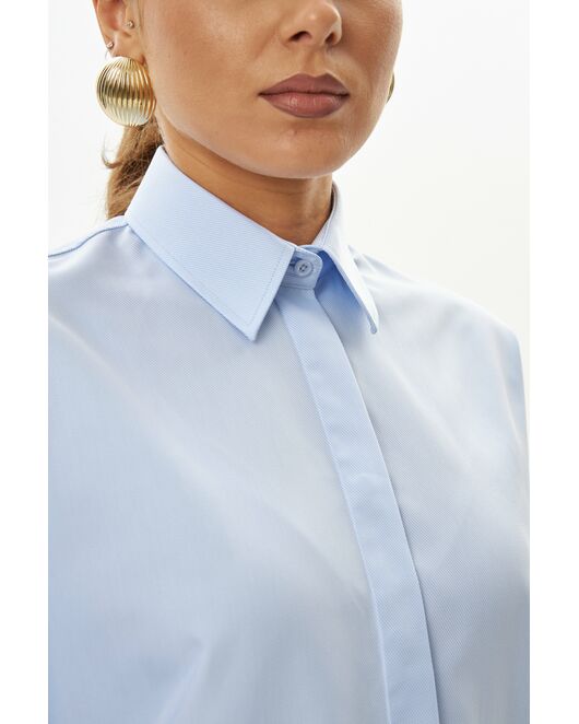 Женская рубашка из бамбука голубая-9033 от  