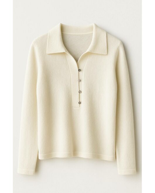 Джемпер с воротником-поло из кашемира молочный -01B10020 от byME 