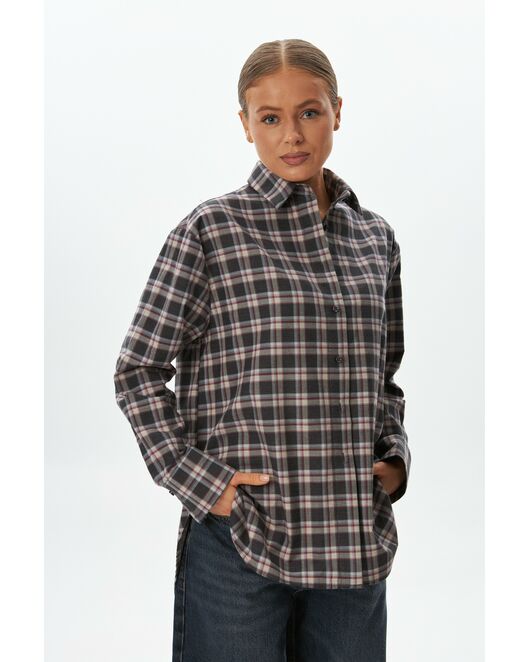 Женская рубашка фланелевая из хлопка в клетку -9051 от byME 
