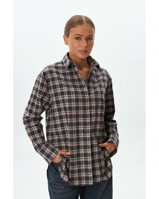 Женская рубашка фланелевая из хлопка в клетку -9051 от byME 