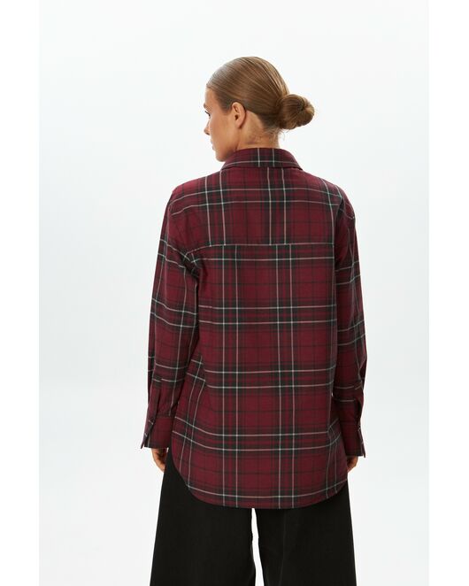 Женская рубашка фланелевая  красная в клетку из хлопка-9052 от byME 