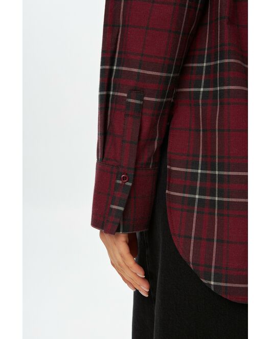 Женская рубашка фланелевая  красная в клетку из хлопка-9052 от byME 