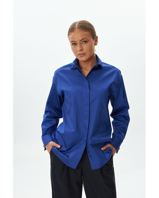 Женская рубашка синяя из хлопка  9054 от  