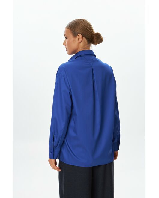 Женская рубашка синяя из хлопка  9054 от  