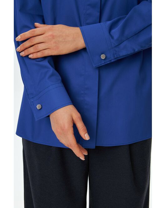 Женская рубашка синяя из хлопка  9054 от  