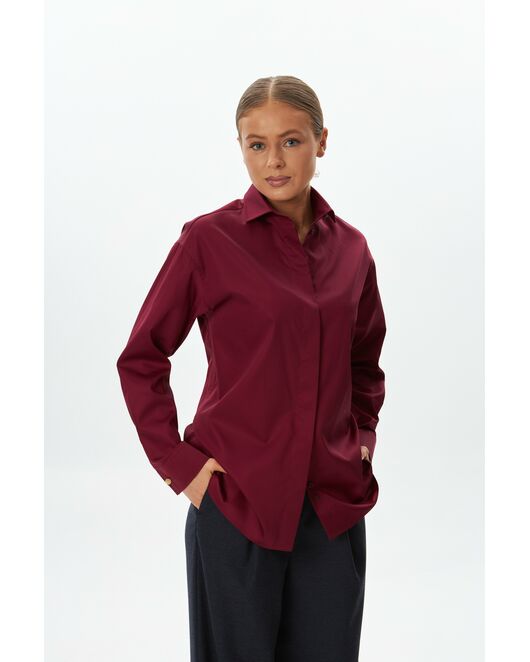 Женская рубашка вишнёвая из хлопка -9055 от  