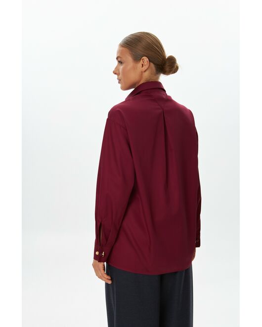 Женская рубашка вишнёвая из хлопка -9055 от  