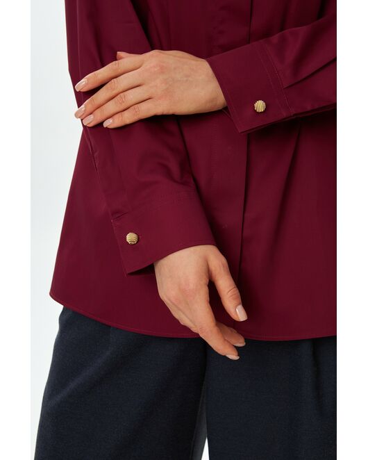 Женская рубашка вишнёвая из хлопка -9055 от  