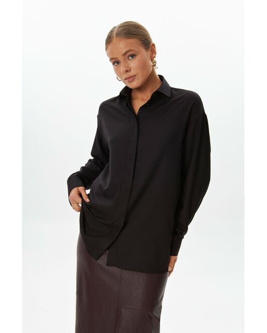 Женская рубашка в чёрном цвете из бамбука  -9056 от  