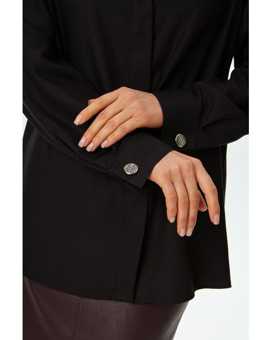 Женская рубашка в чёрном цвете из бамбука  -9056 от  