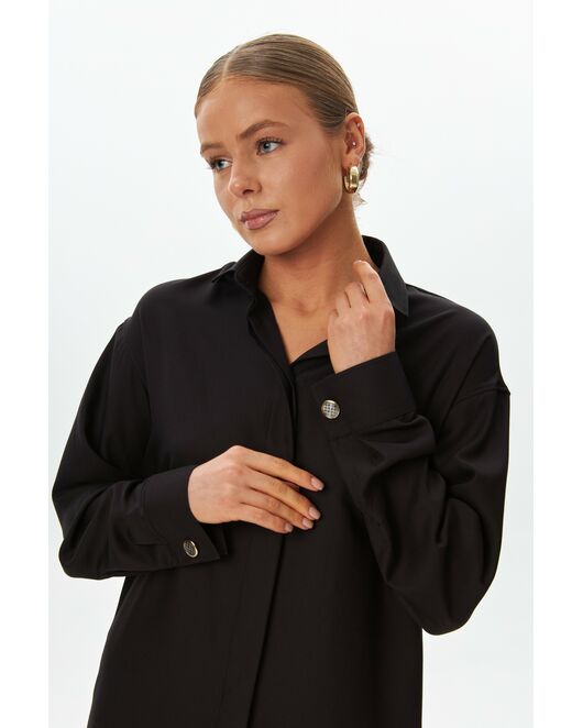 Женская рубашка в чёрном цвете из бамбука  -9056 от  