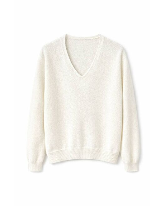 Джемпер с V-образным вырезом из кашемира белый-82047 от byME 