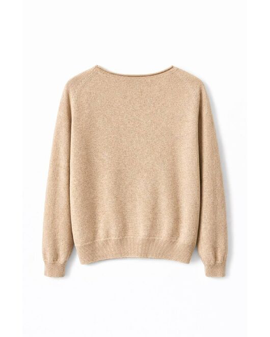 Джемпер с V-образным вырезом из кашемира бежевый-82047 от byME 