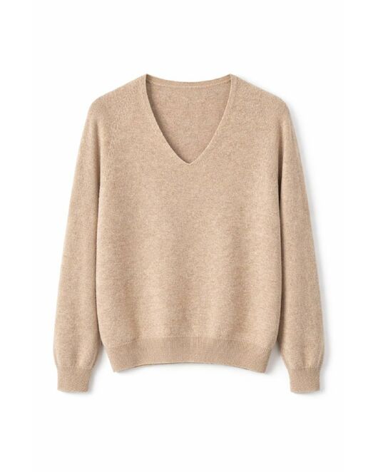 Джемпер с V-образным вырезом из кашемира бежевый-82047 от byME 