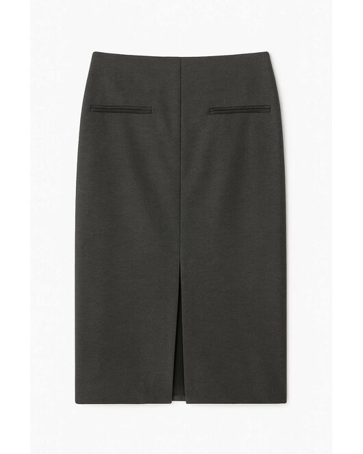 Юбка с разрезом спереди графит с шерстью SK4-1006 от  