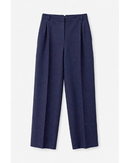 Женские брюки из шерсти синие в полоску TR018-1008 от byME 