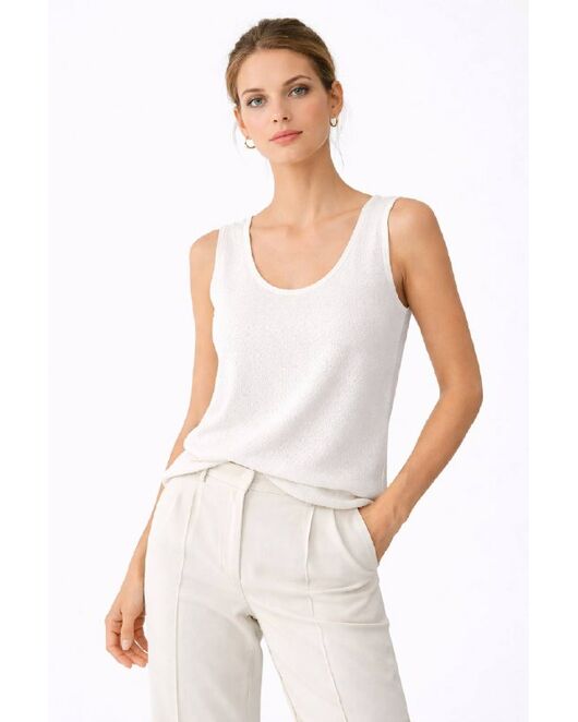 Топ белый из лиоцелла шелка хлопка и льна-SL3563-white от byME 