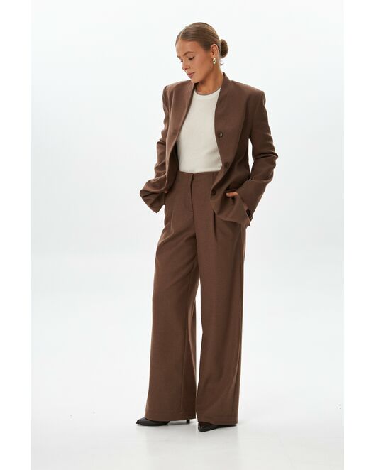 Женские брюки с добавлением шерсти с защипами капучино TR17-1000 от byME 